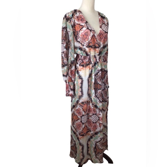 INC International Concepts Smocked Puff Sleeve Maxi Dress Size XL - Picture 4 of 7